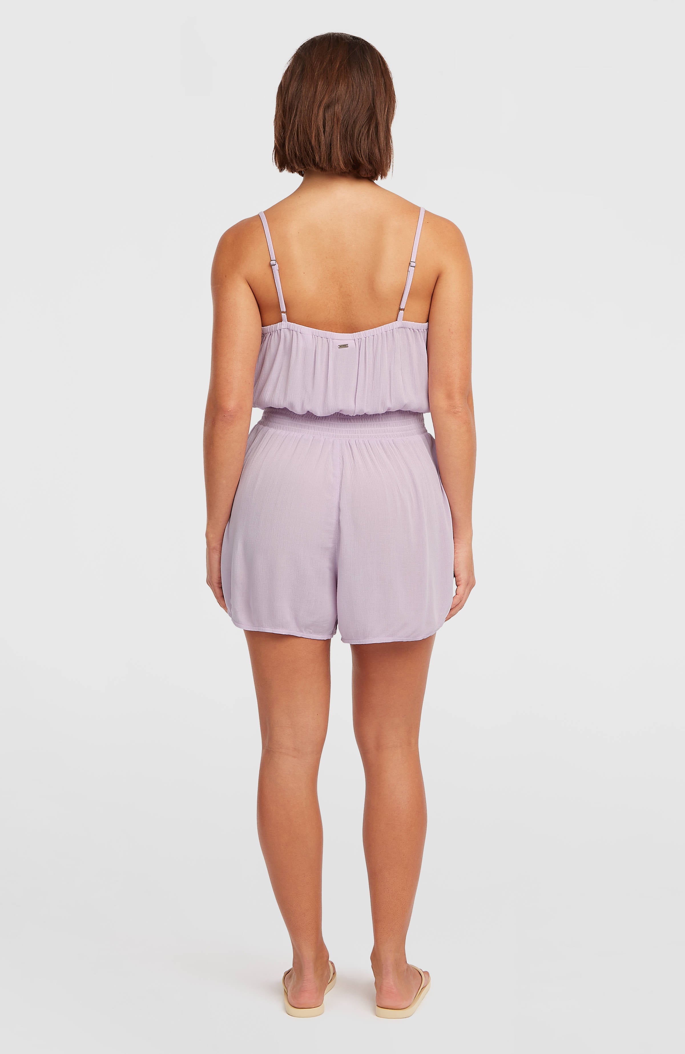 Thin Strap Buttoned Romper Women - Pale Lavender