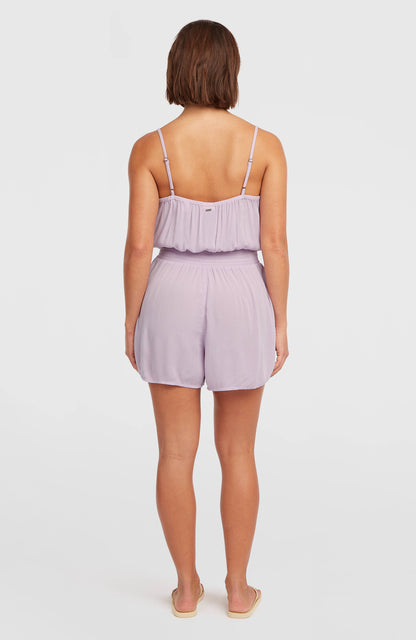 Thin Strap Buttoned Romper Women - Pale Lavender