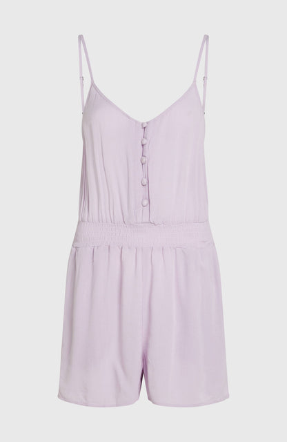 Thin Strap Buttoned Romper Women - Pale Lavender