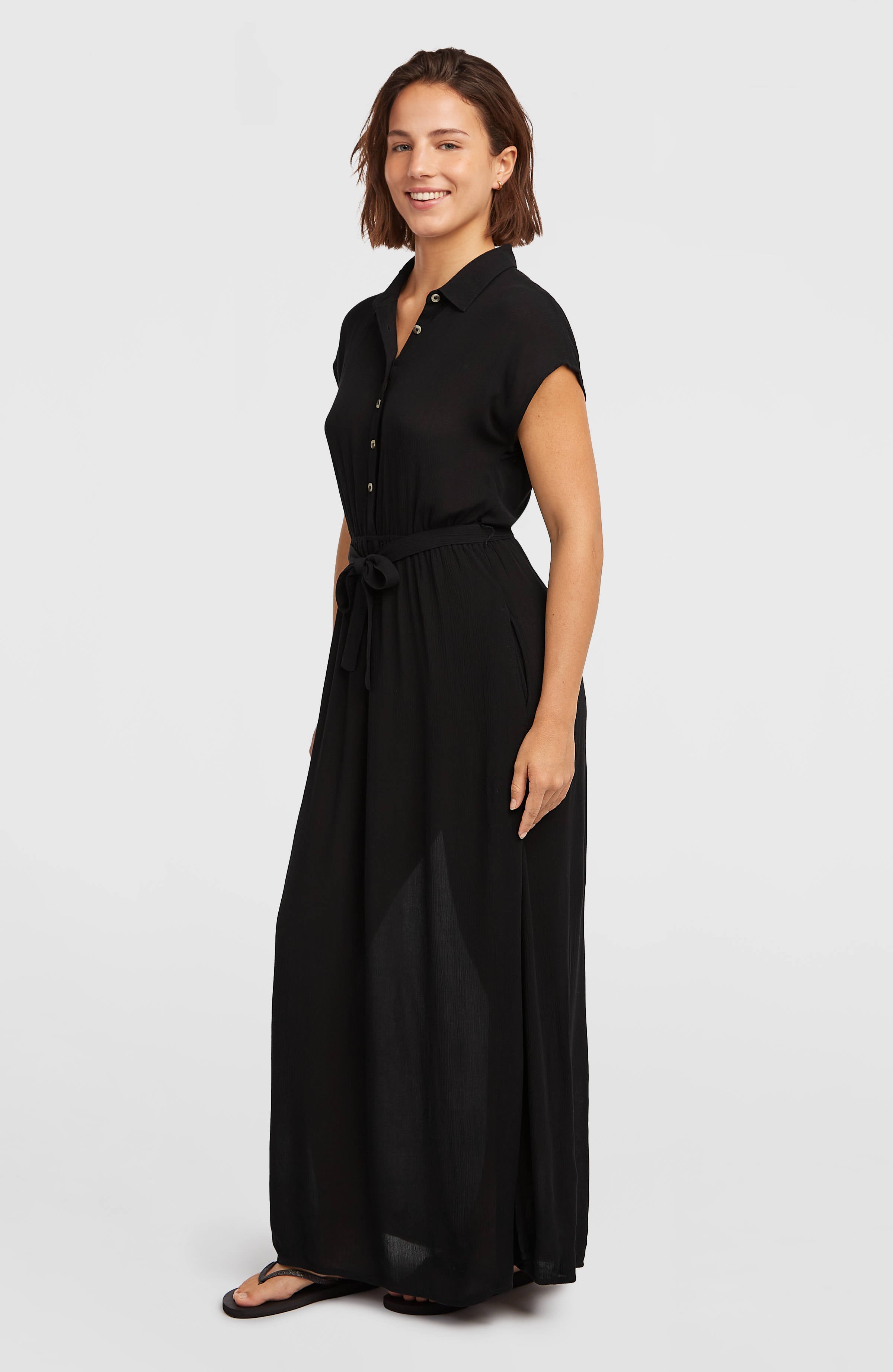 Lori Maxi Shirt Dress Women - Black Out