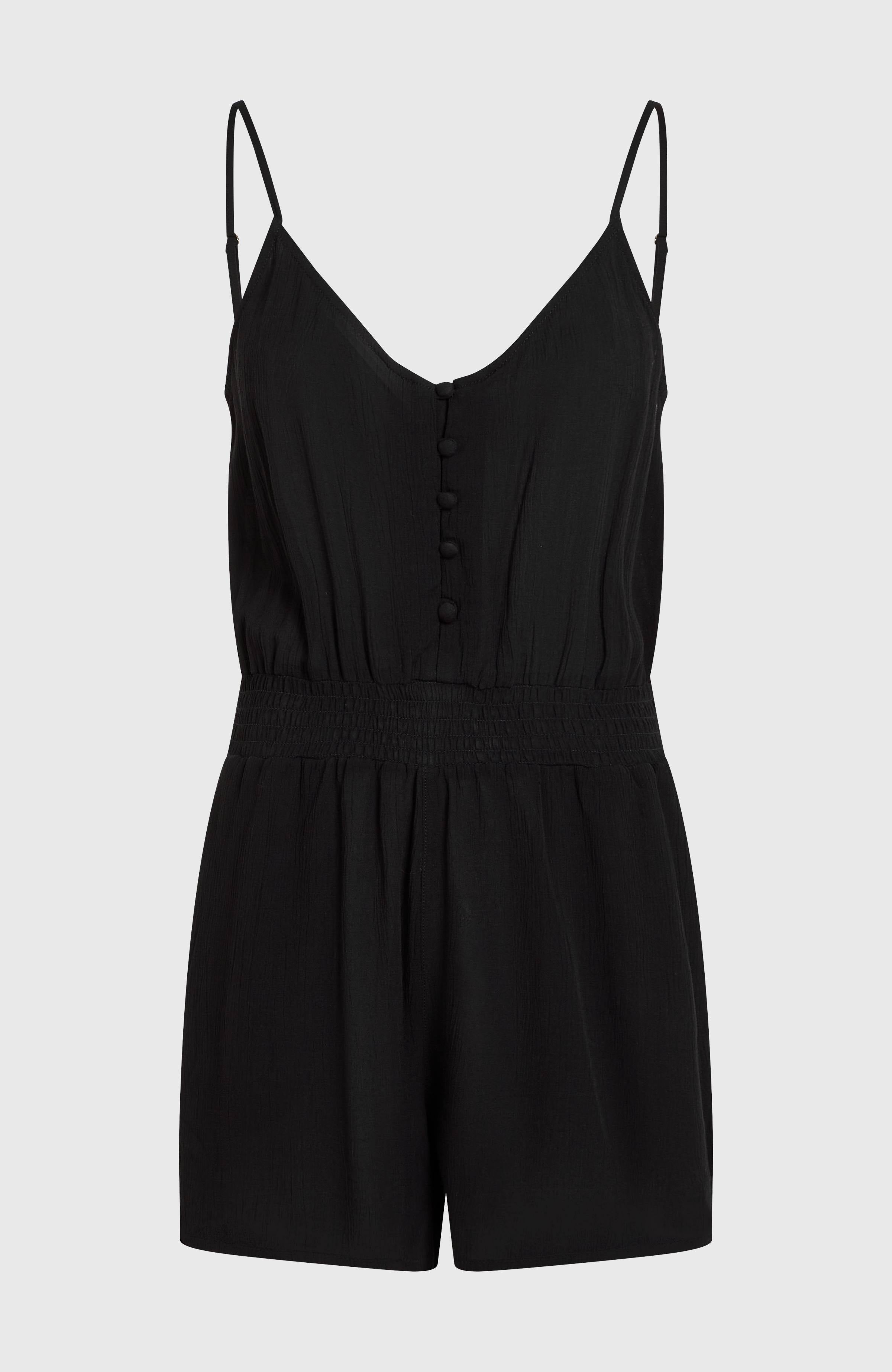 Thin Strap Buttoned Romper Women - Black Out