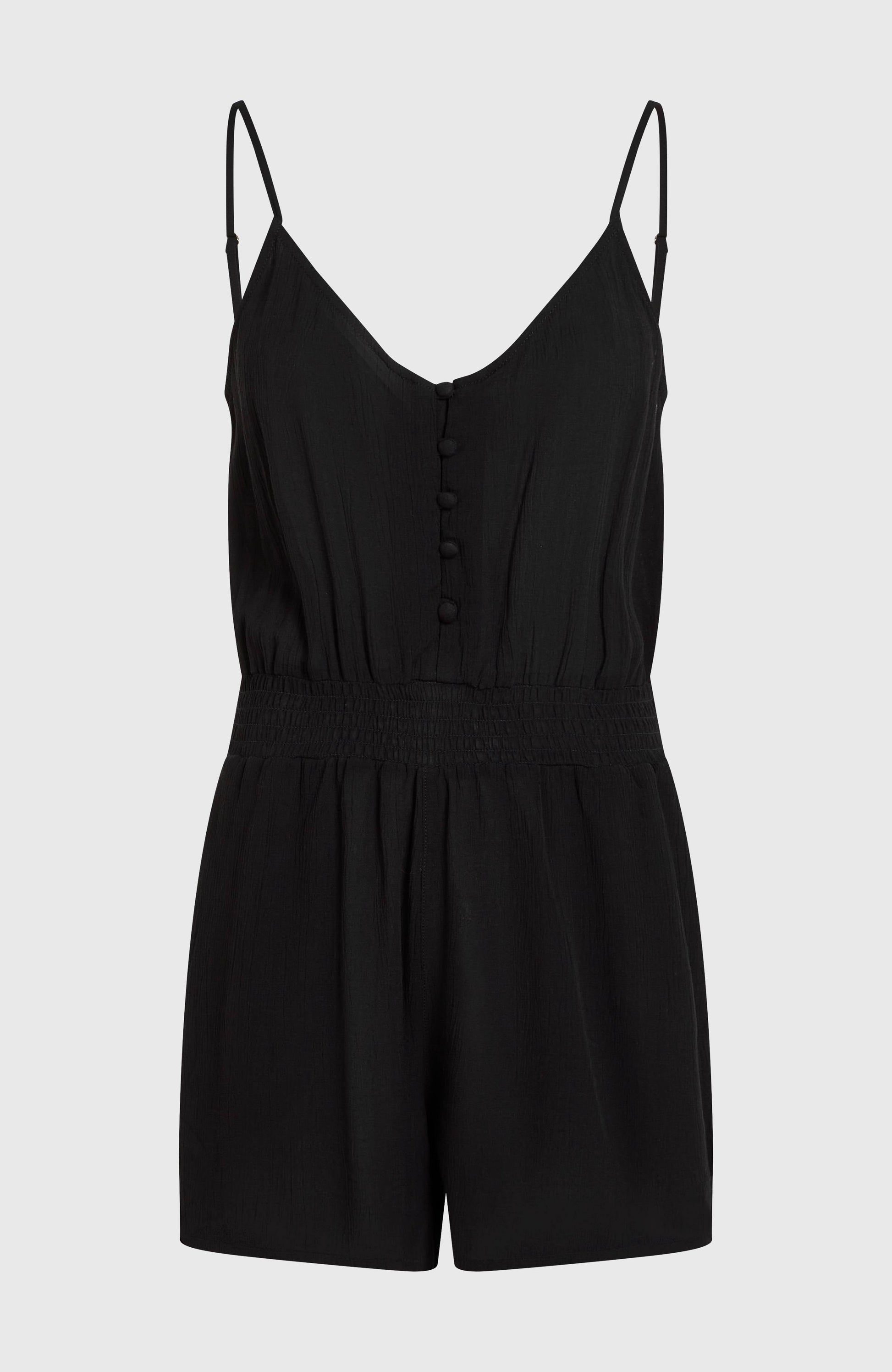 Thin Strap Buttoned Romper Women - Black Out