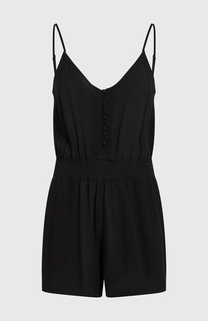Thin Strap Buttoned Romper Women - Black Out