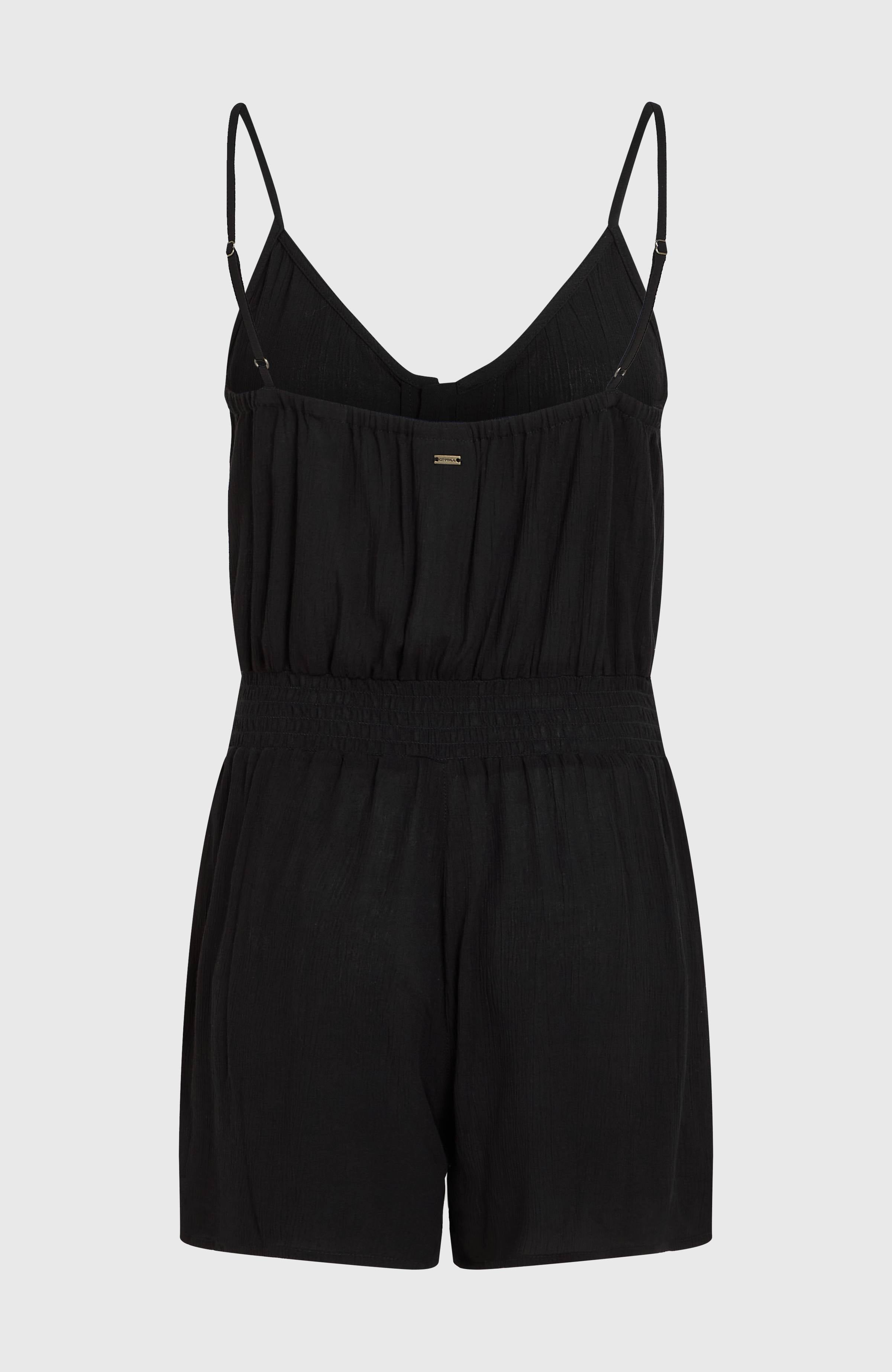 Thin Strap Buttoned Romper Women - Black Out