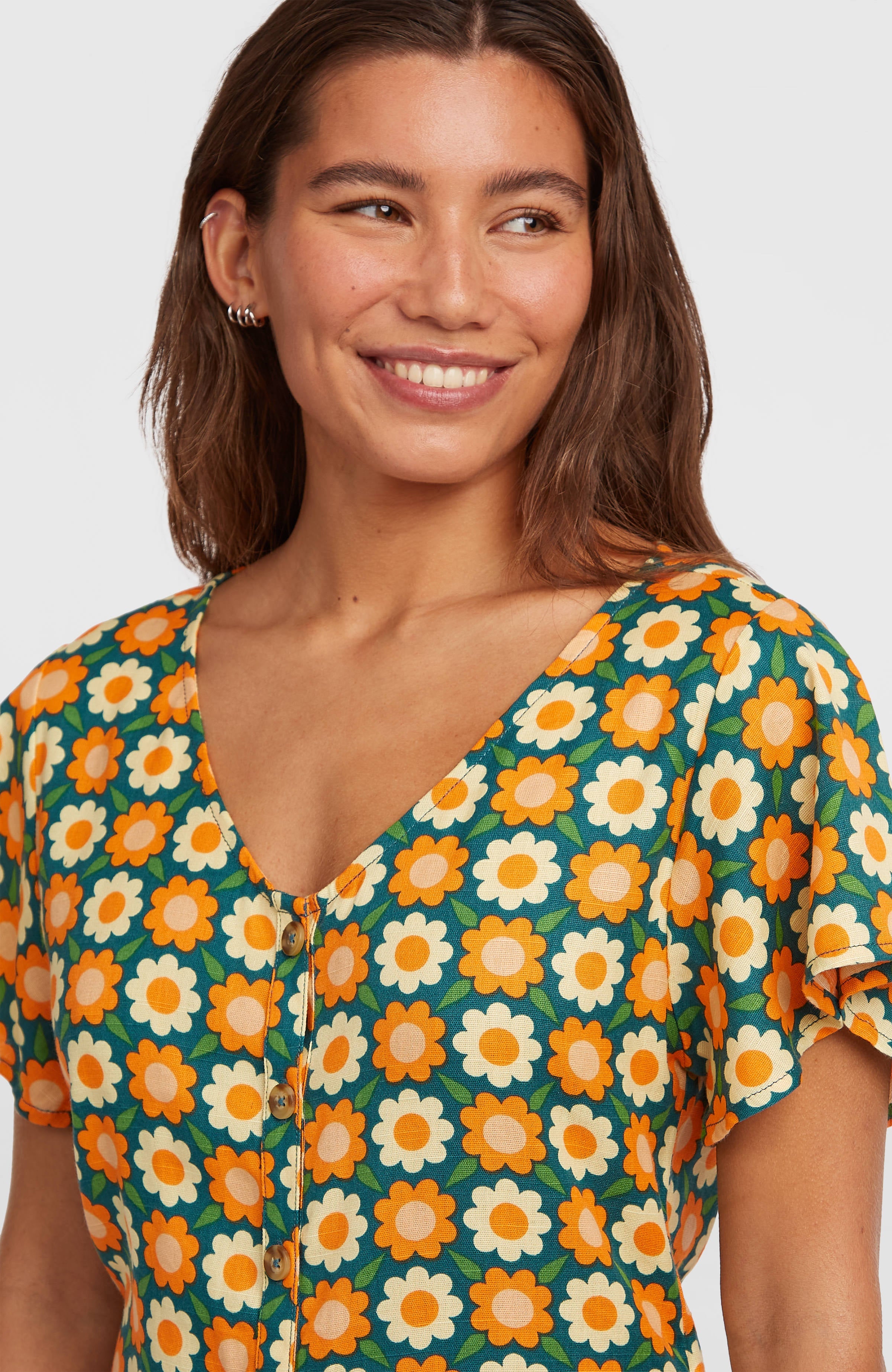 O'Riginals Playsuit Women - Green Retro Flower
