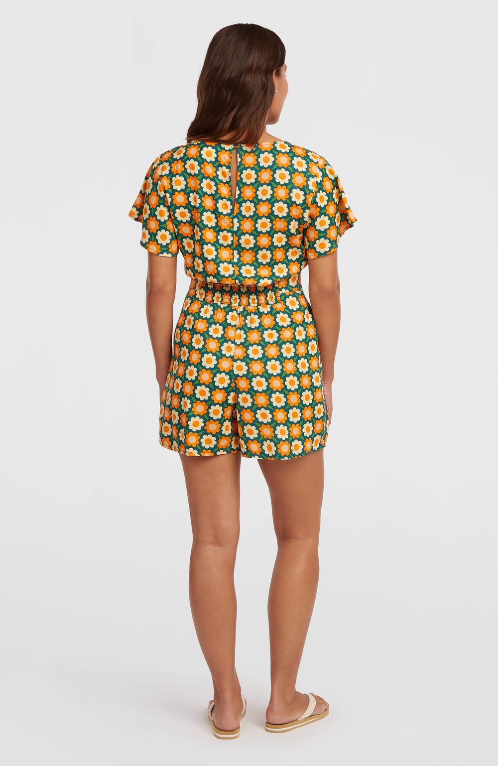 O'Riginals Playsuit Women - Green Retro Flower