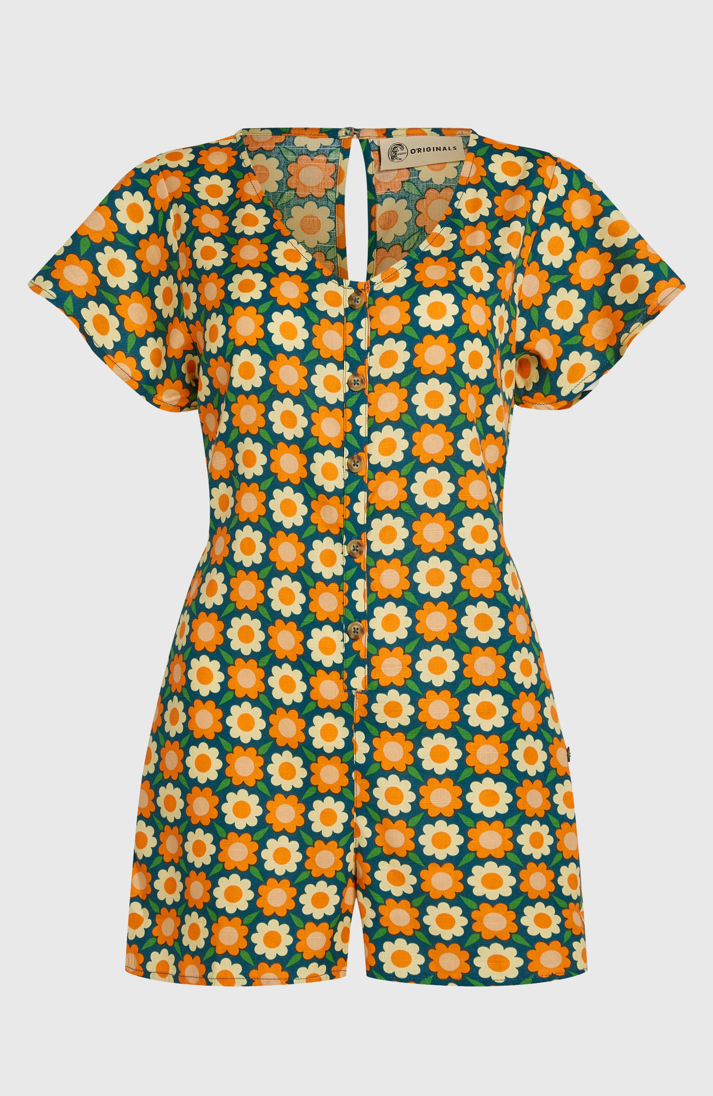 O'Riginals Playsuit Women - Green Retro Flower