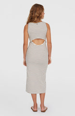 Jess Midi Rib Dress Women - White Yarn Dye Stripe