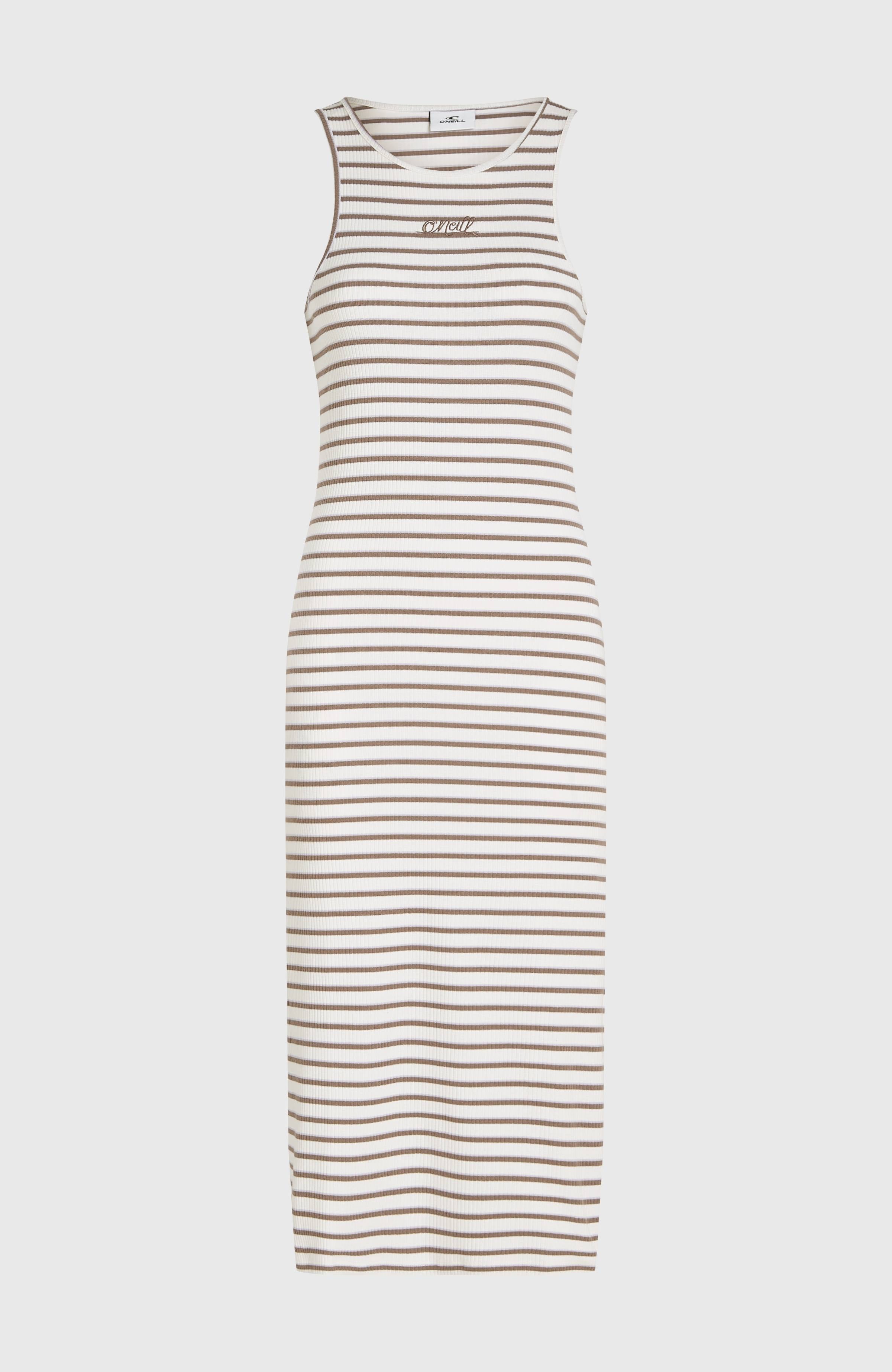 Jess Midi Rib Dress Women - White Yarn Dye Stripe