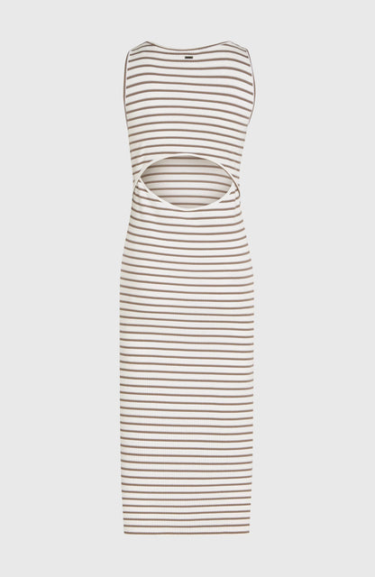 Jess Midi Rib Dress Women - White Yarn Dye Stripe