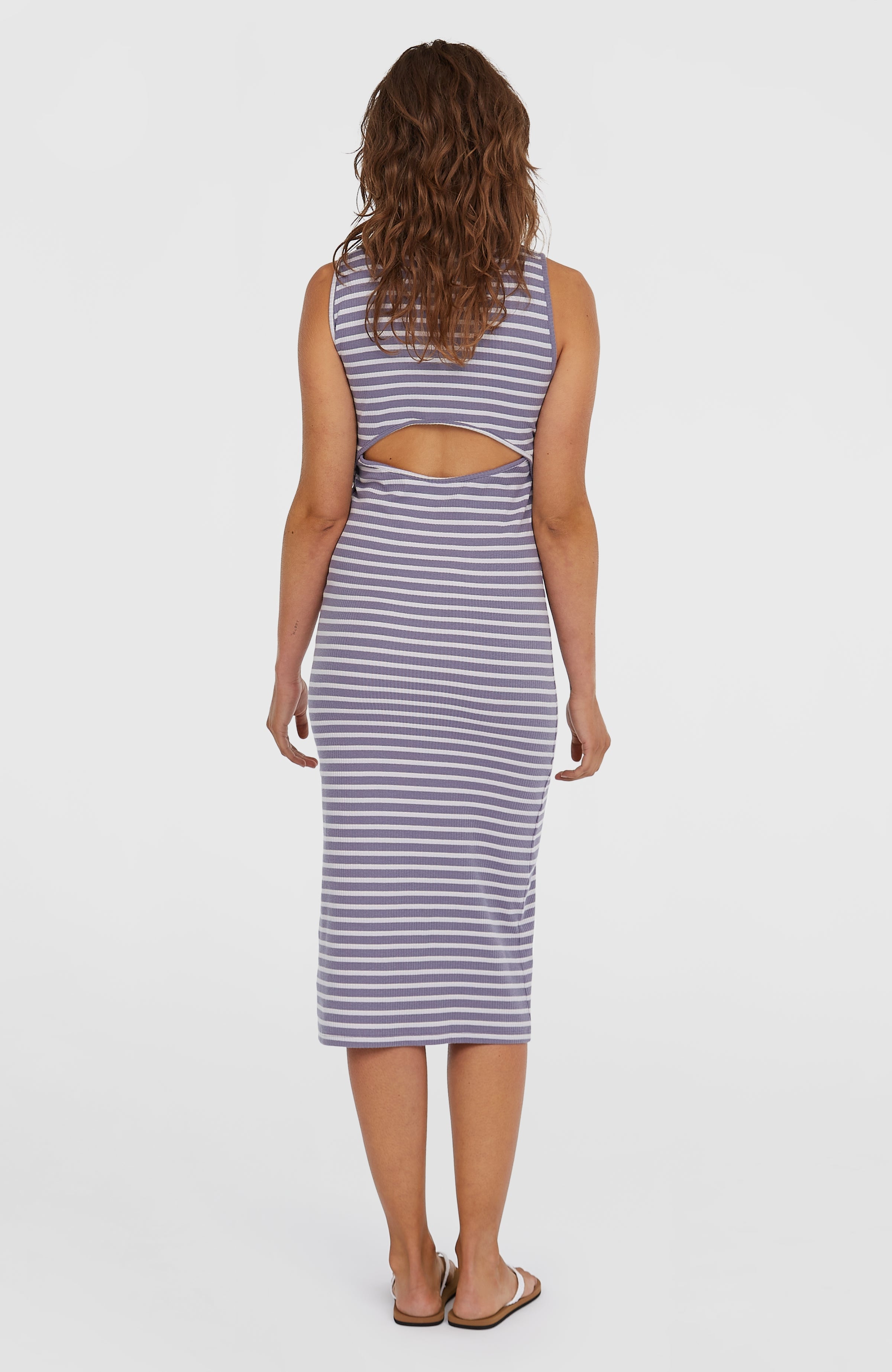 Jess Midi Rib Dress Women - Purple Yarn Dye Stripe