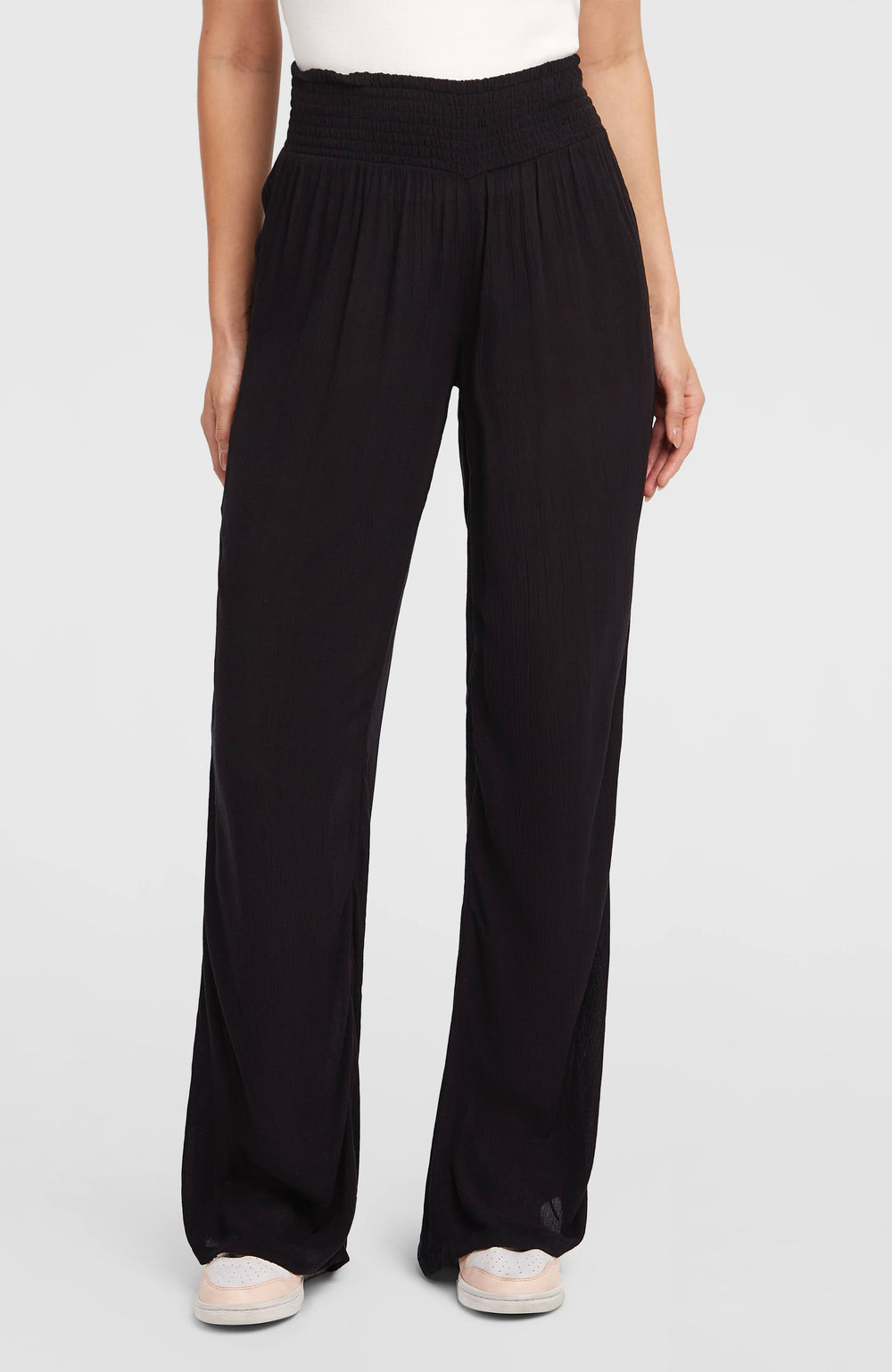 Johnny Smocked Waist Pants Women - Black Out