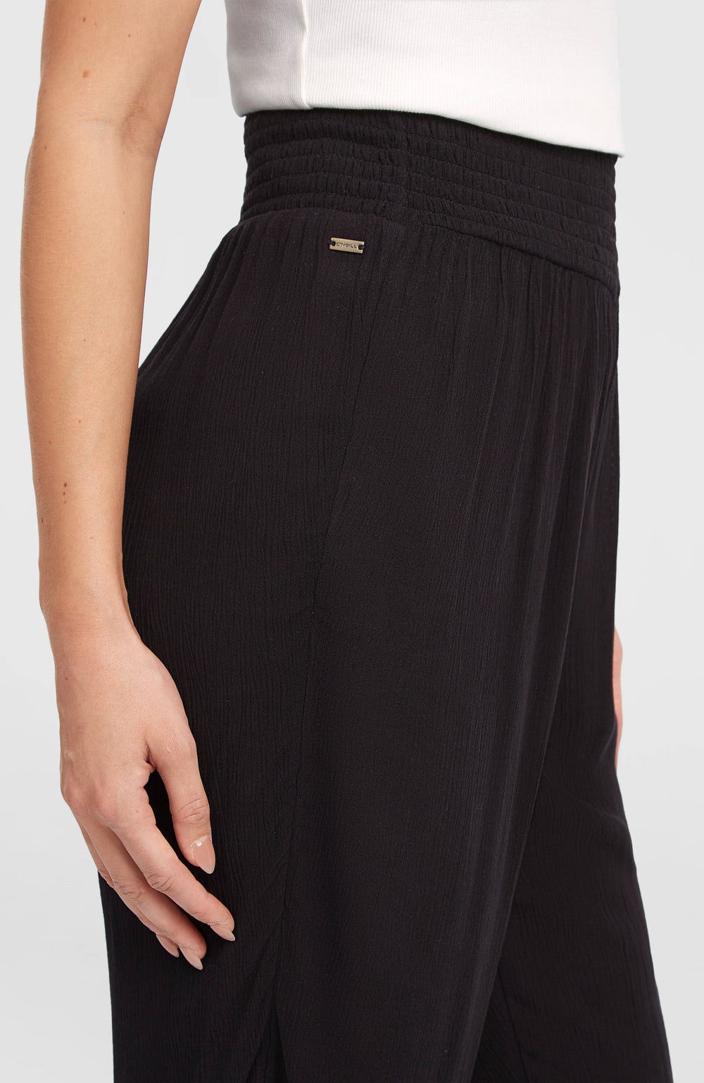 Johnny Smocked Waist Pants Women - Black Out