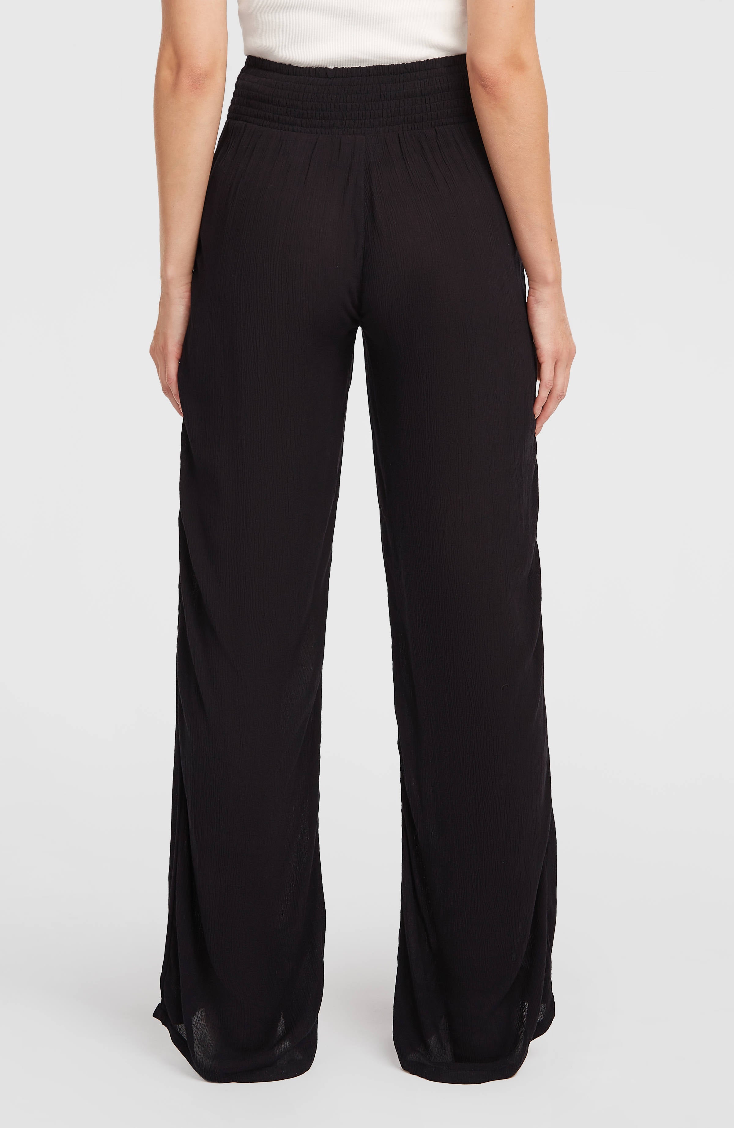 Johnny Smocked Waist Pants Women - Black Out