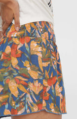 Johnny Smocked Waist Shorts Women - Blue Painted Tropics