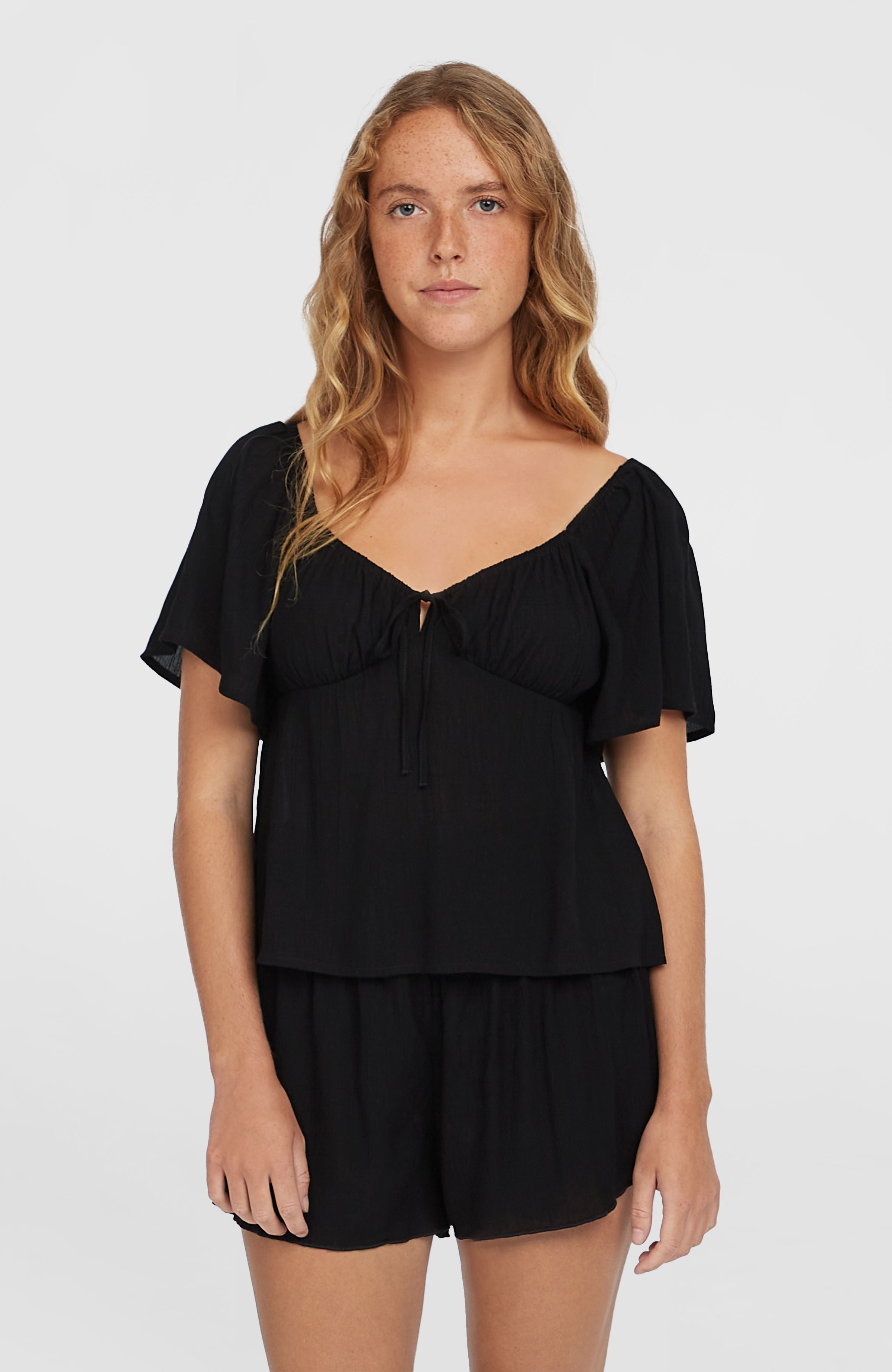 Johnny Smocked Waist Shorts Women - Black Out