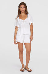 Johnny Smocked Waist Shorts Women - Snow White
