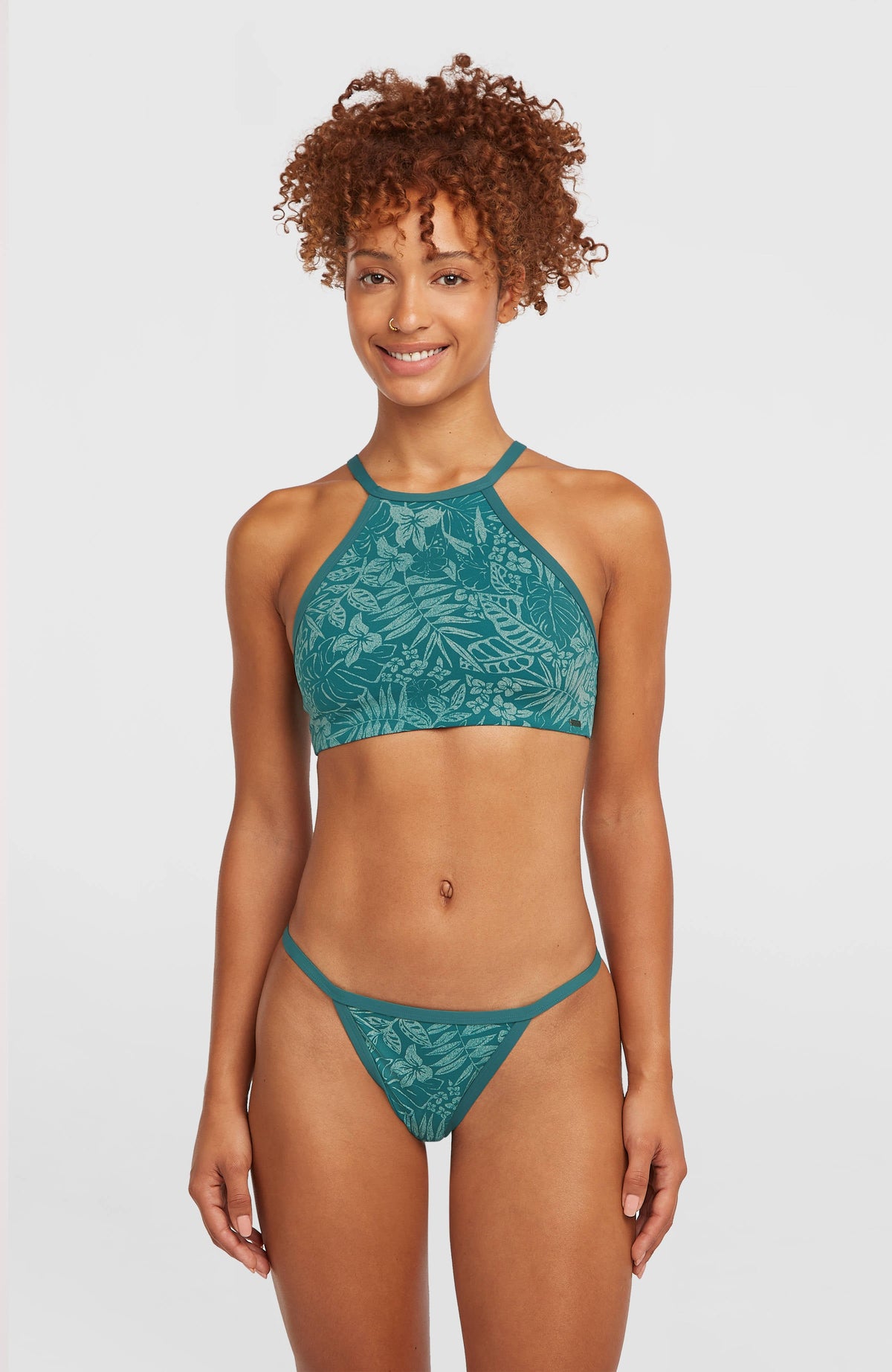 High-Neck Bikini Set Women - Green Island Sky