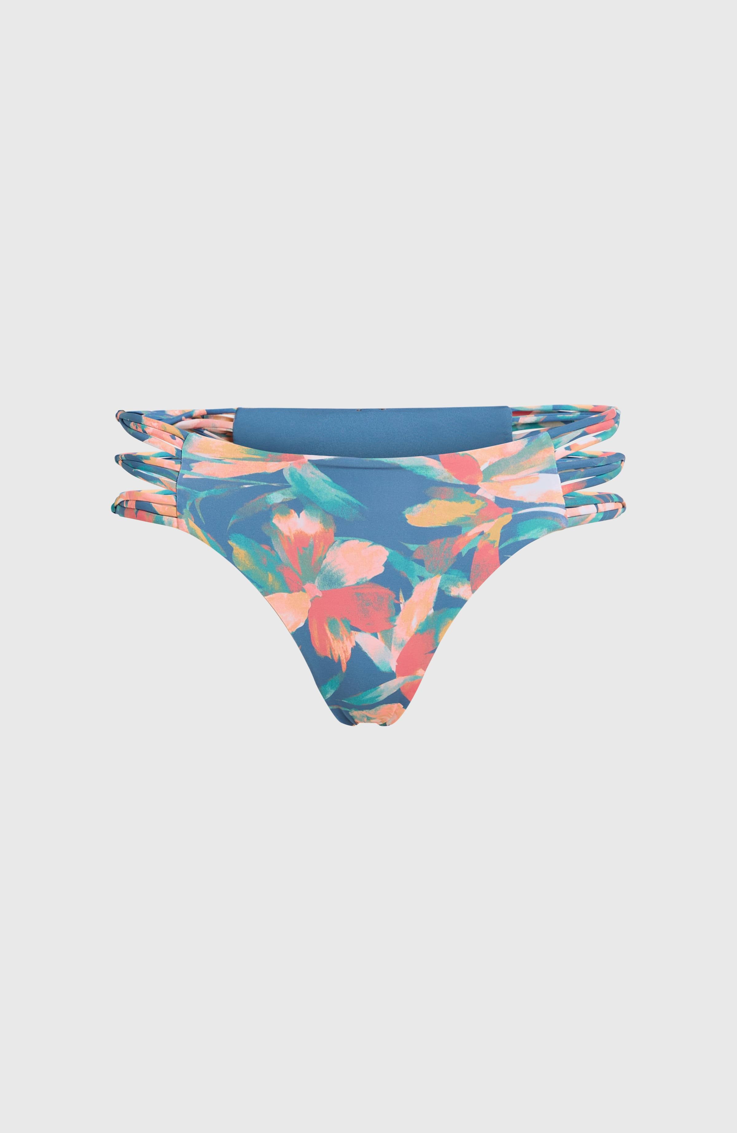 Boulders Strappy Sides Bikini Bottoms Women - Blue Painted Tropics