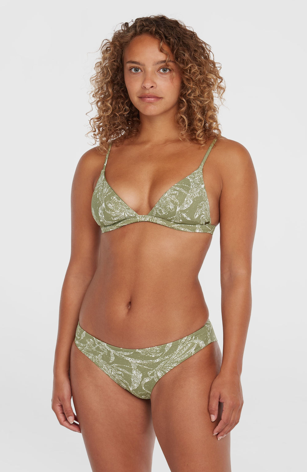 Seaside Tri Bikini Top Women - Green Textured Jungle