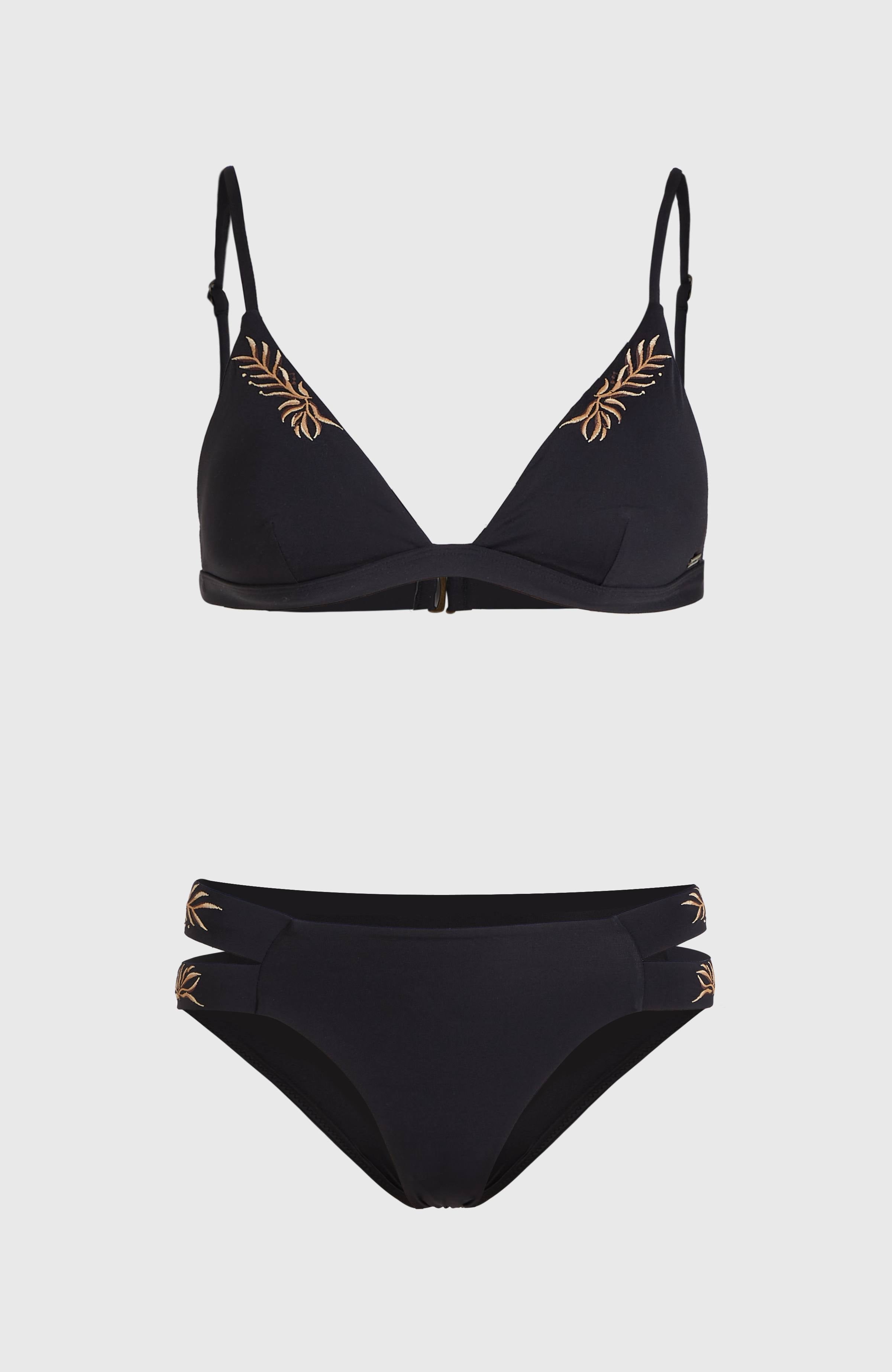 Seaside Boulder Embroidery Bikini Set Women - Black Out