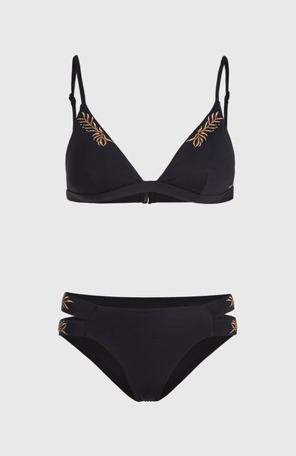 Seaside Boulder Embroidery Bikini Set Women - Black Out