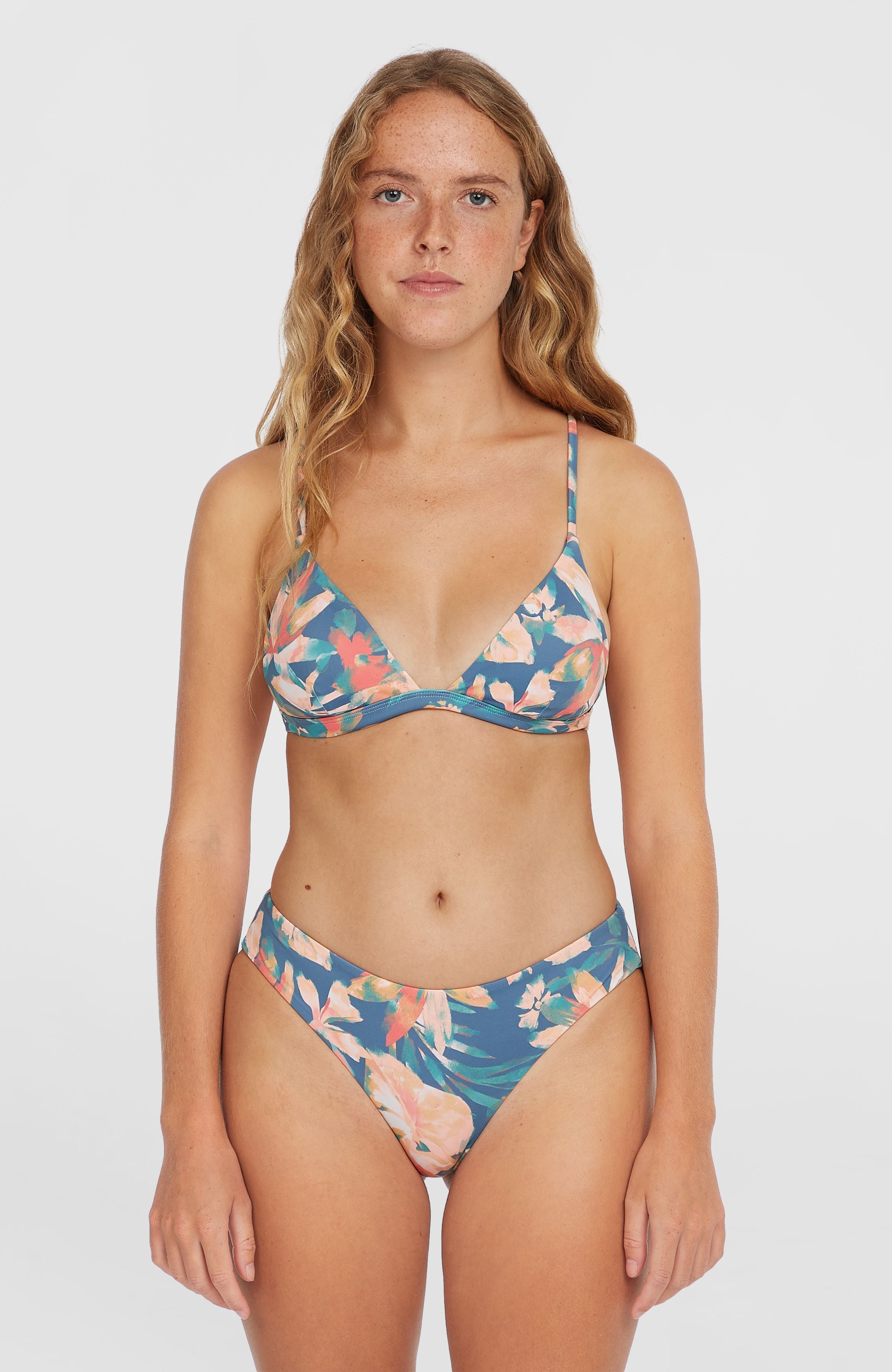 Seaside Tri Bikini Top Women - Blue Painted Tropics
