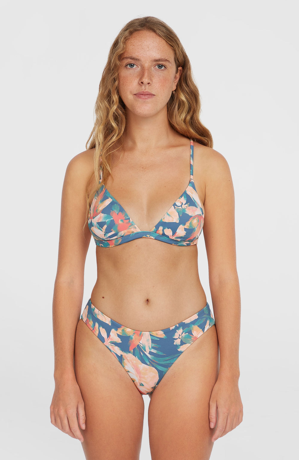 Seaside Tri Bikini Top Women - Blue Painted Tropics