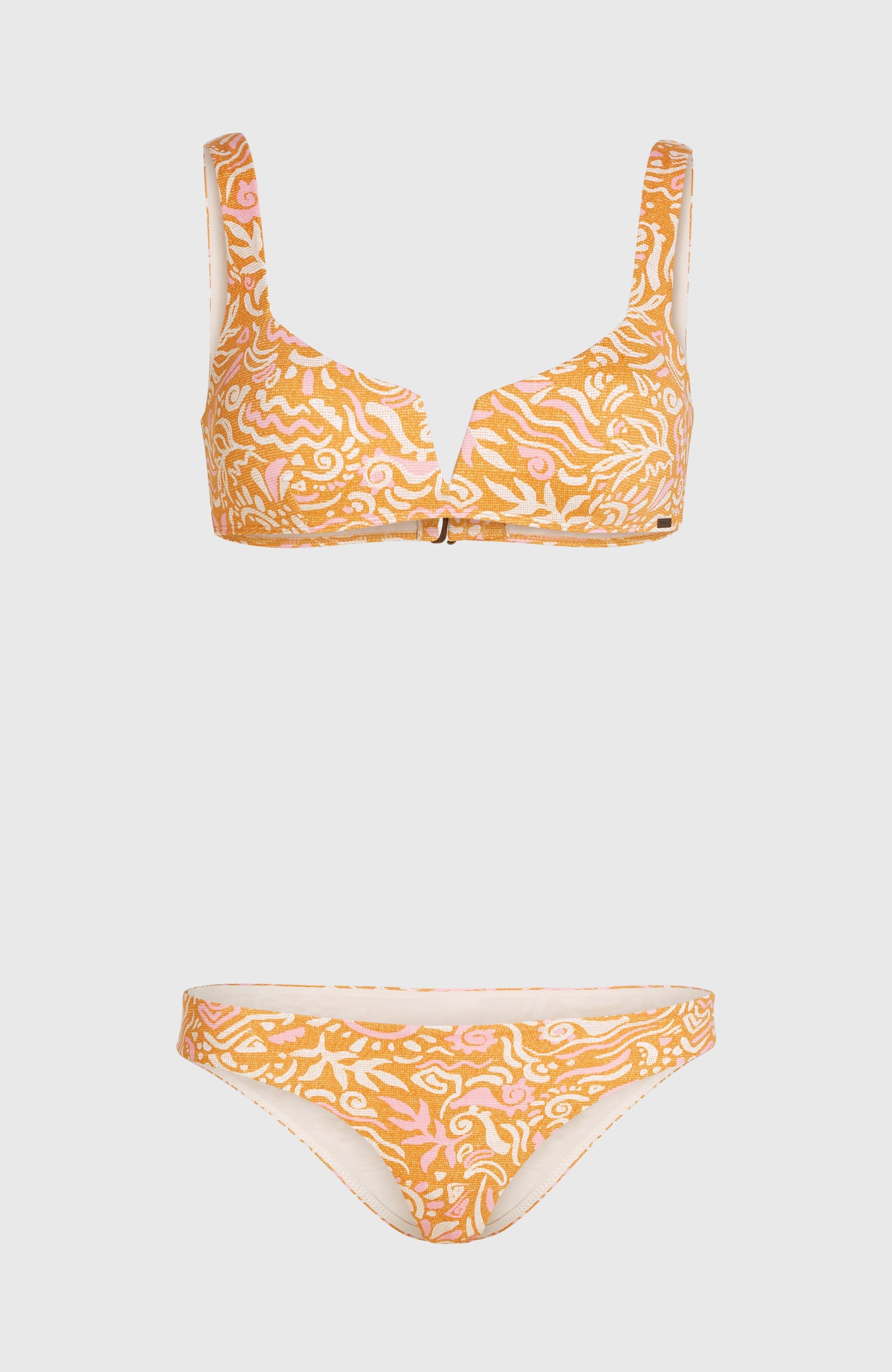 Women Of The Wave Popoyo Matira Bikini Set Women - Orange Abstract Wave