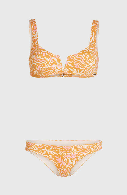 Women Of The Wave Popoyo Matira Bikini Set Women - Orange Abstract Wave