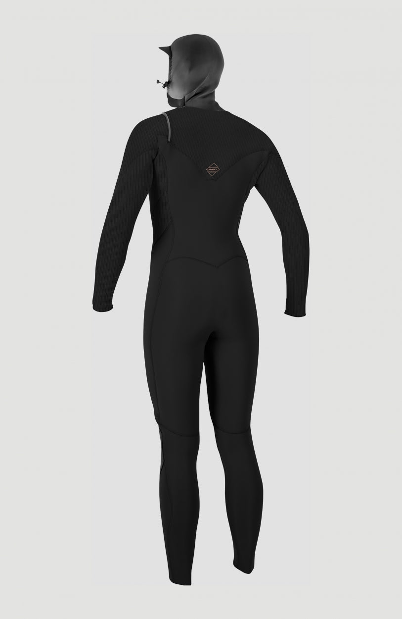 Hyperfreak Plus 5/4mm Chest Zip Full Wetsuit with Hood Women|Wetsuits - BLACK/BLACK