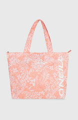 Coastal Print Tote Bag Women - Peach Island Sky