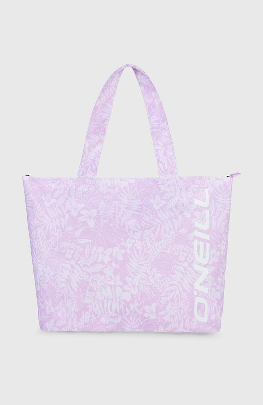 Coastal Print Tote Bag Women - Purple Island Sky