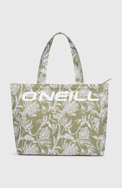 Coastal Print Tote Bag Women - Green Textured Jungle