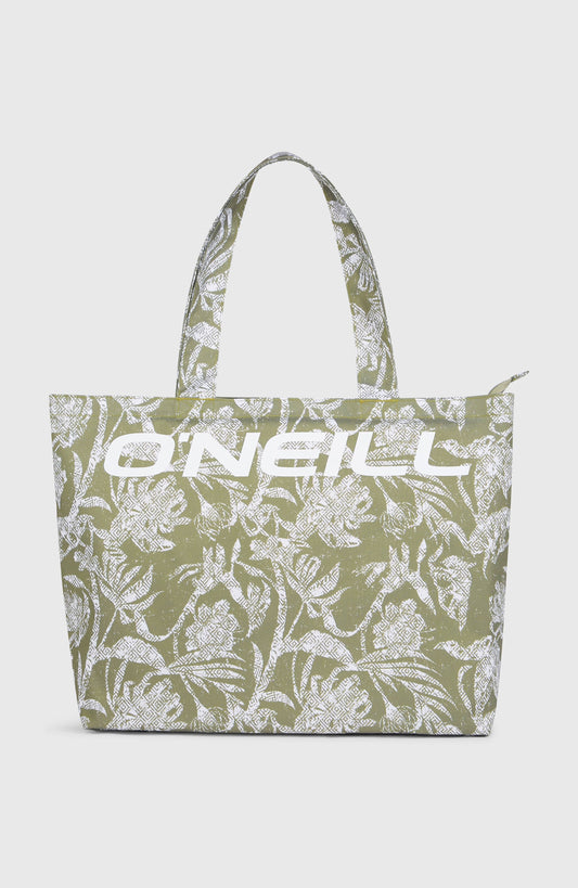 Coastal Print Tote Bag Women - Green Textured Jungle