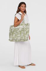 Coastal Print Tote Bag Women - Green Textured Jungle