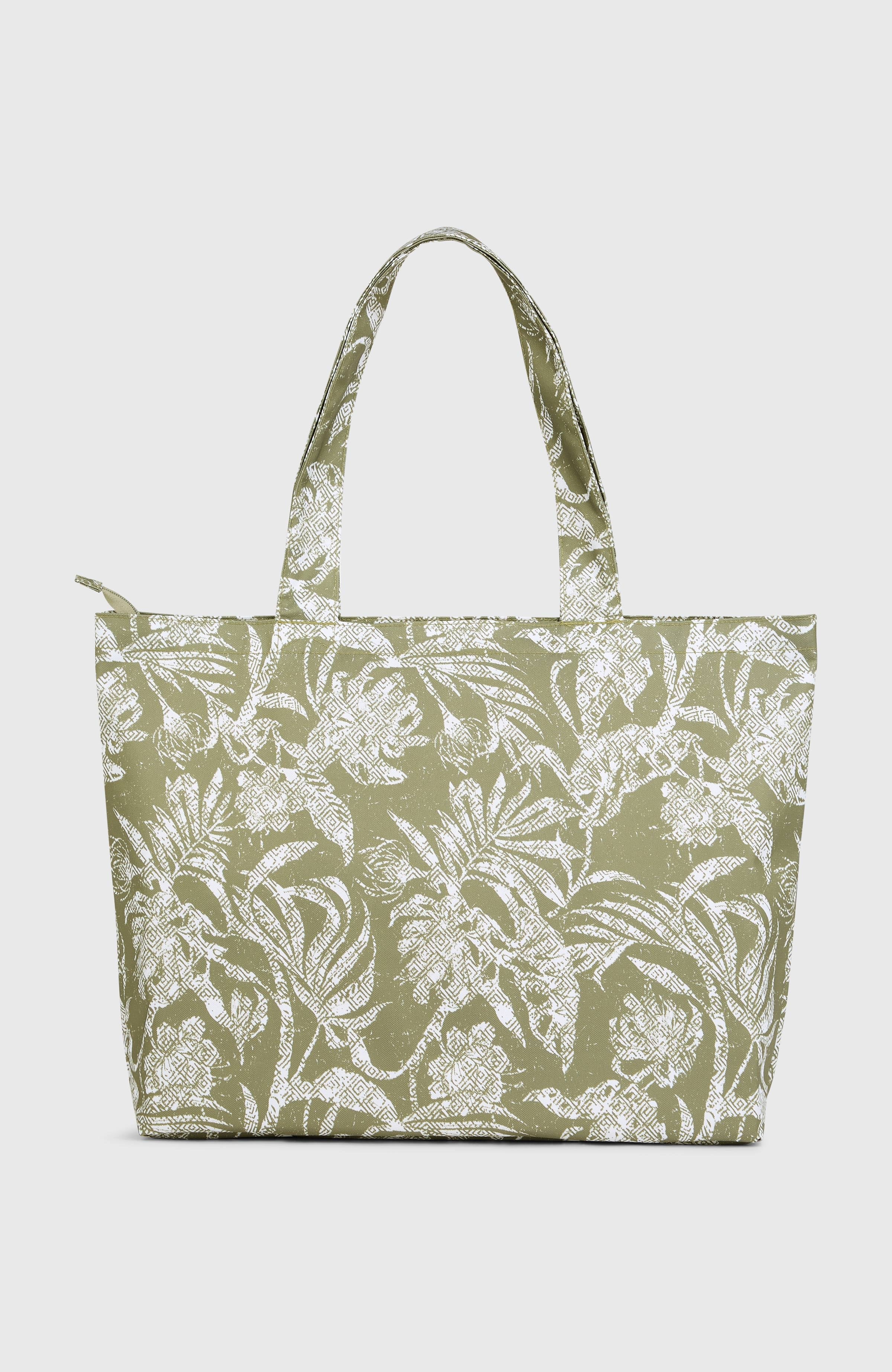 Coastal Print Tote Bag Women - Green Textured Jungle