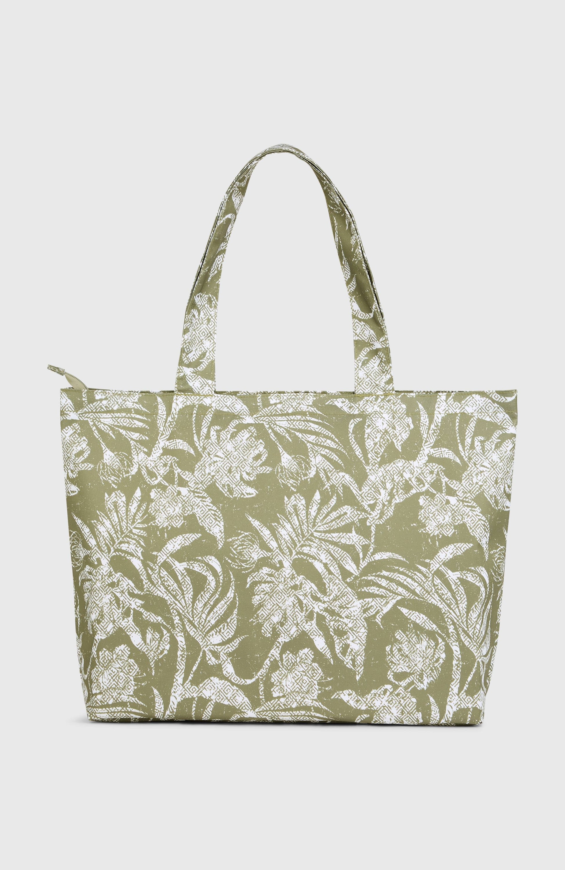 Coastal Print Tote Bag Women - Green Textured Jungle
