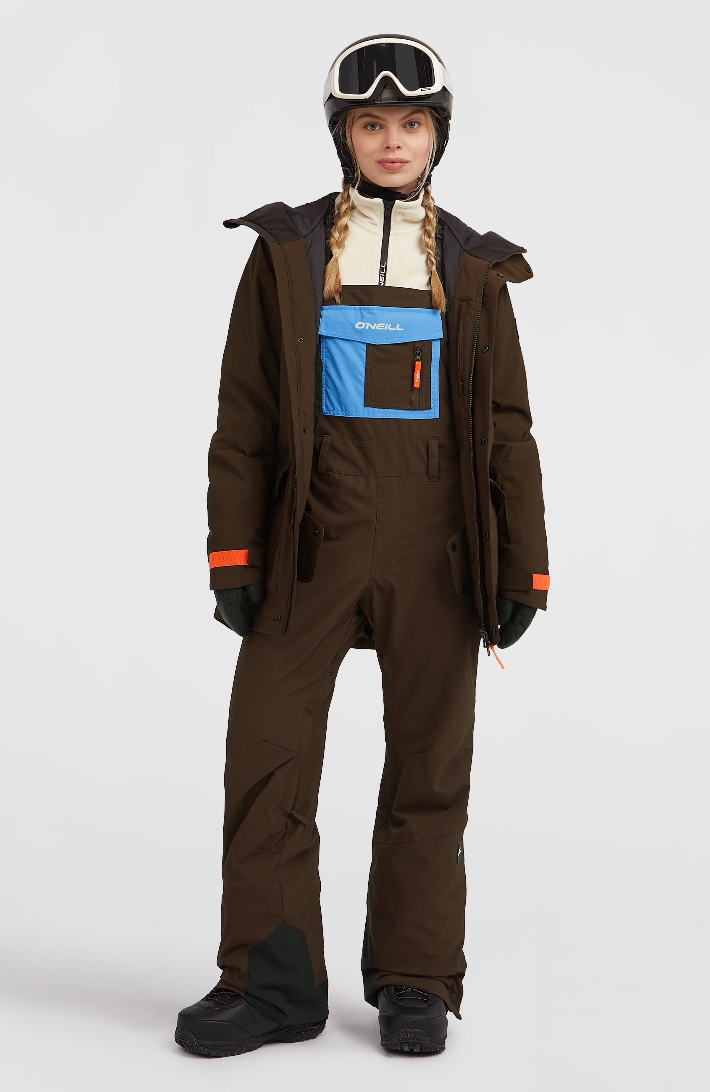 FWC'Peak Bib Snow Pants Women - Coffee Bean Colour Block