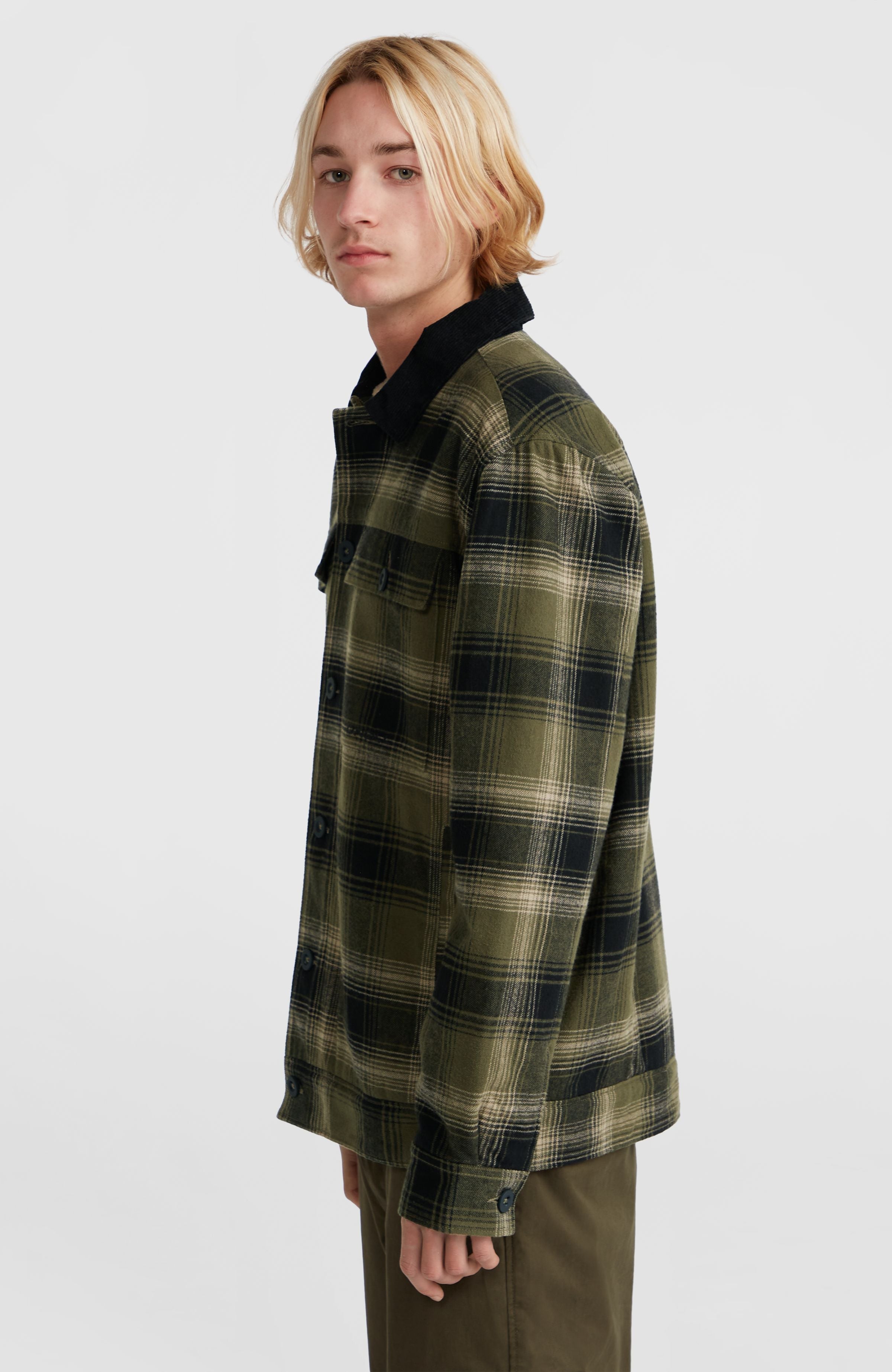 Fleece-Lined Jacket Men - Green Check Small