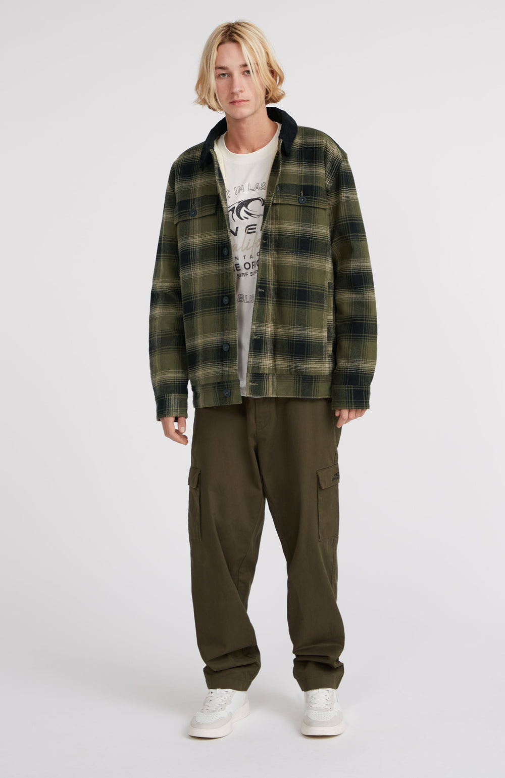 Fleece-Lined Jacket Men - Green Check Small