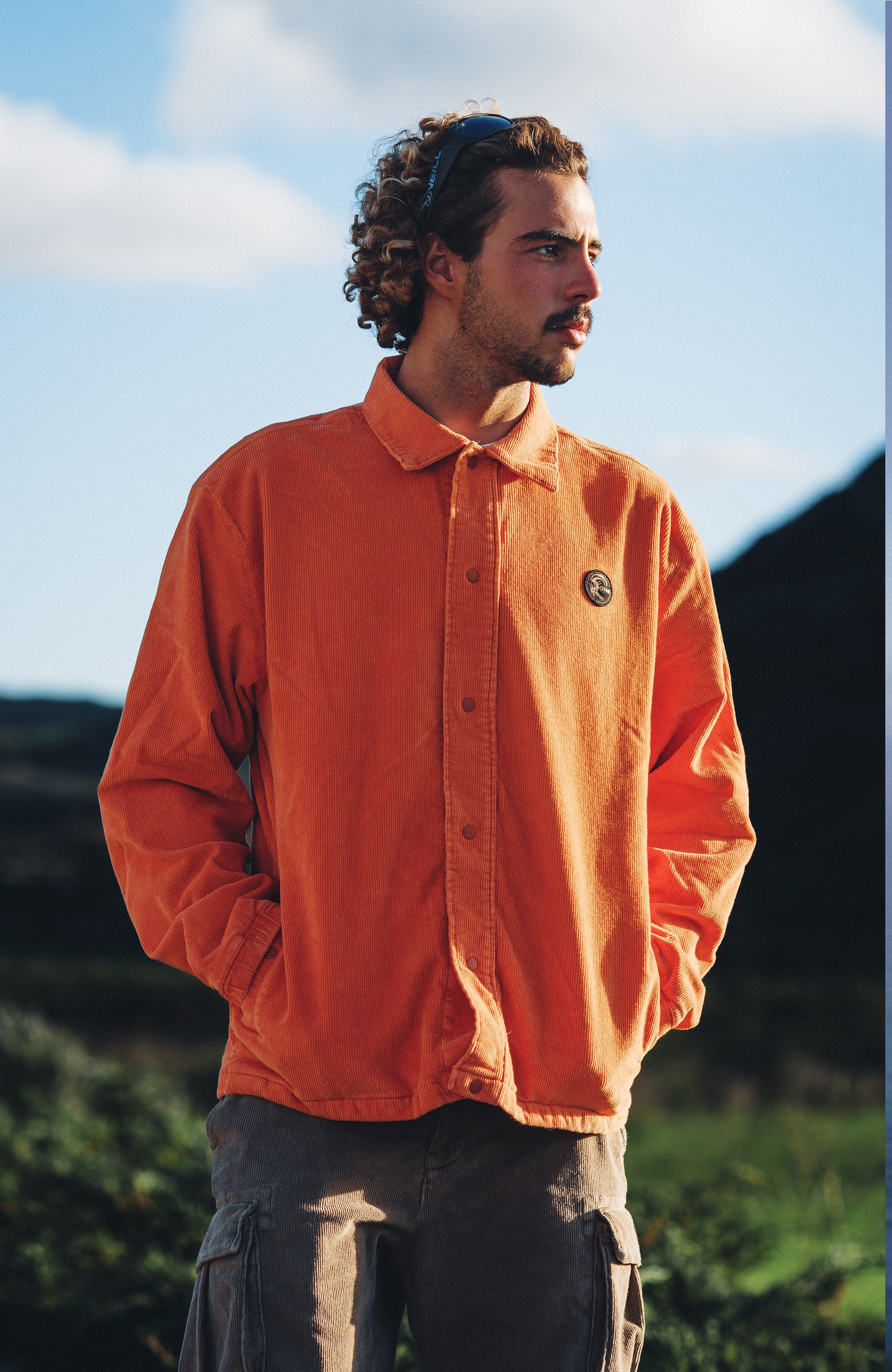 Cord Coach Jacket Men - Cinnamon Stick