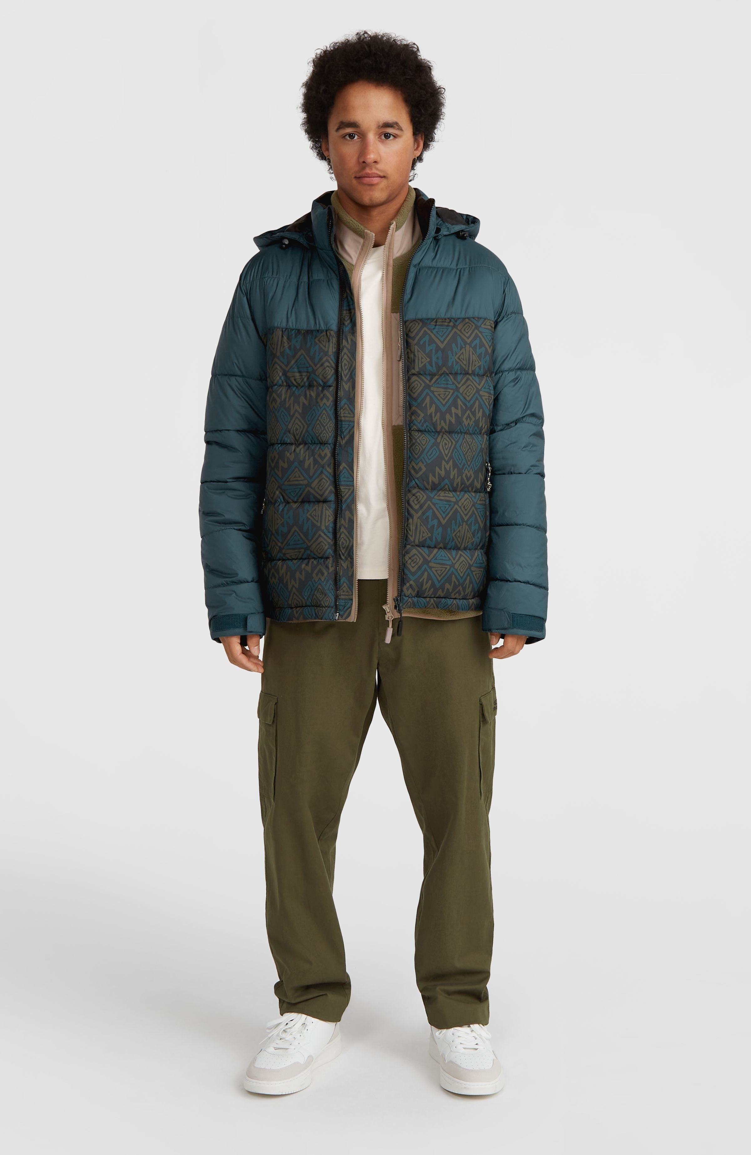 O'Riginals Puffer Jacket Men - Black Retro Ikat