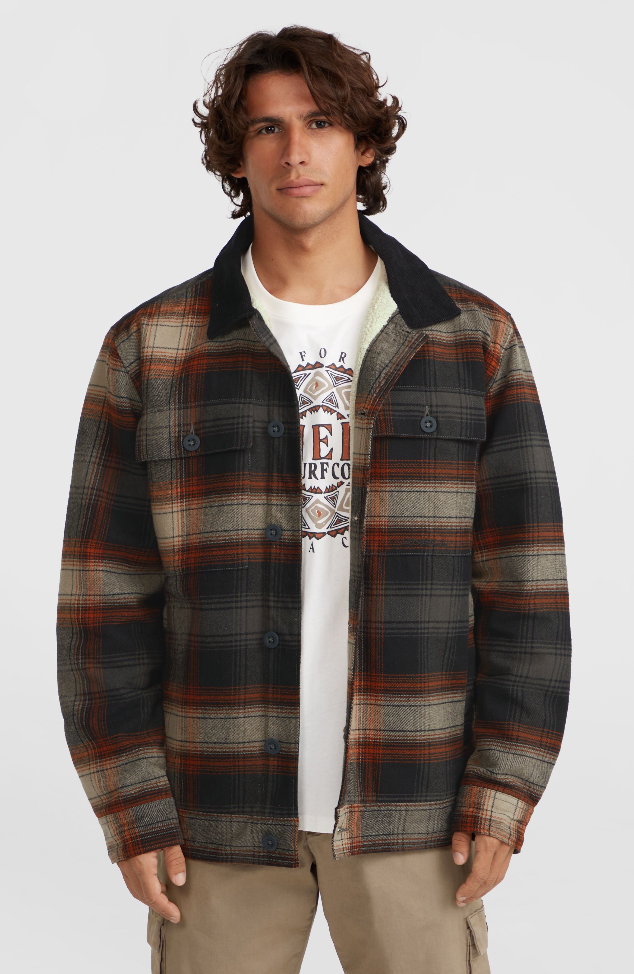 Fleece-Lined Jacket Men - Grey Check Small