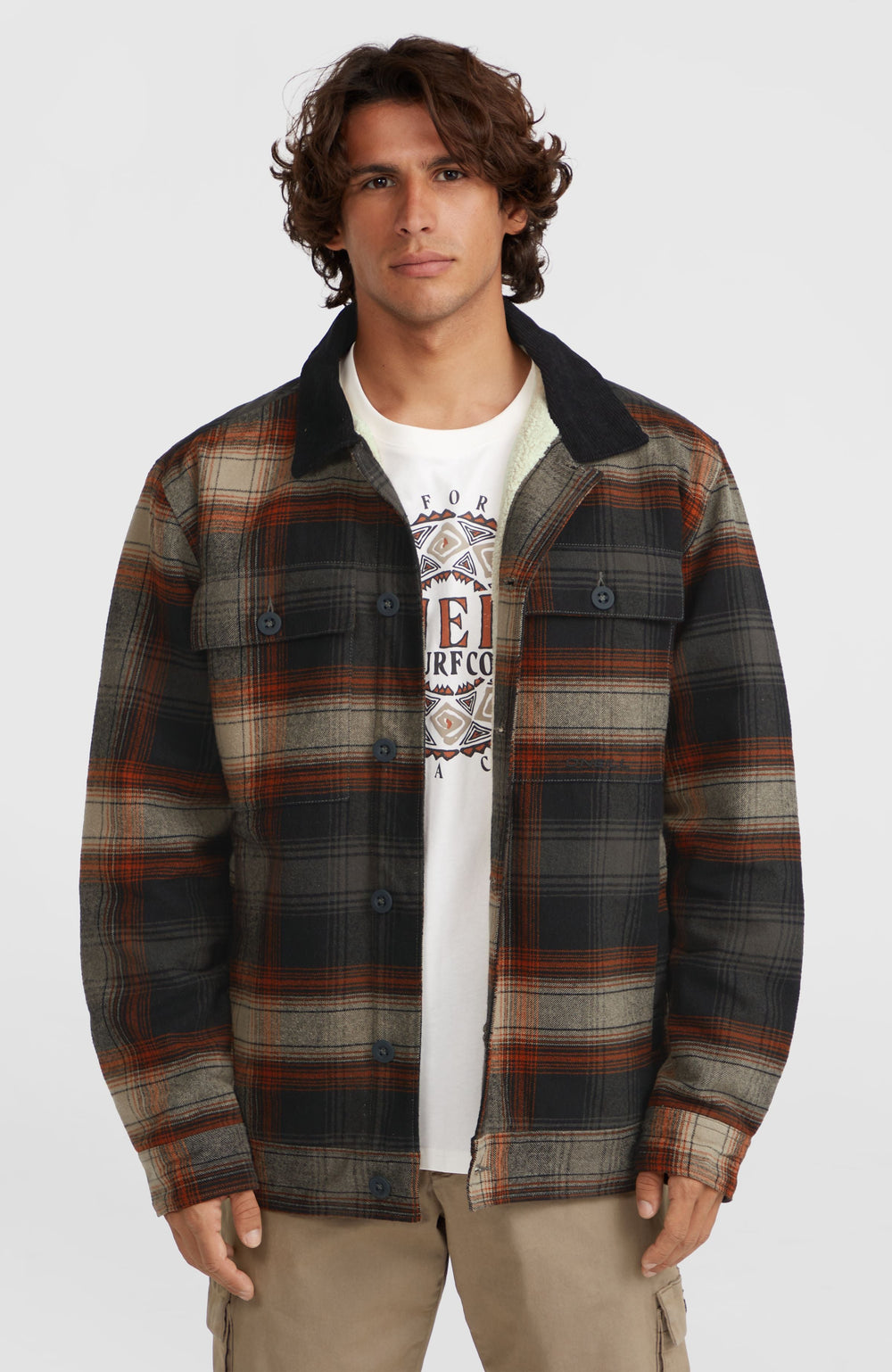 Fleece-Lined Jacket Men - Grey Check Small
