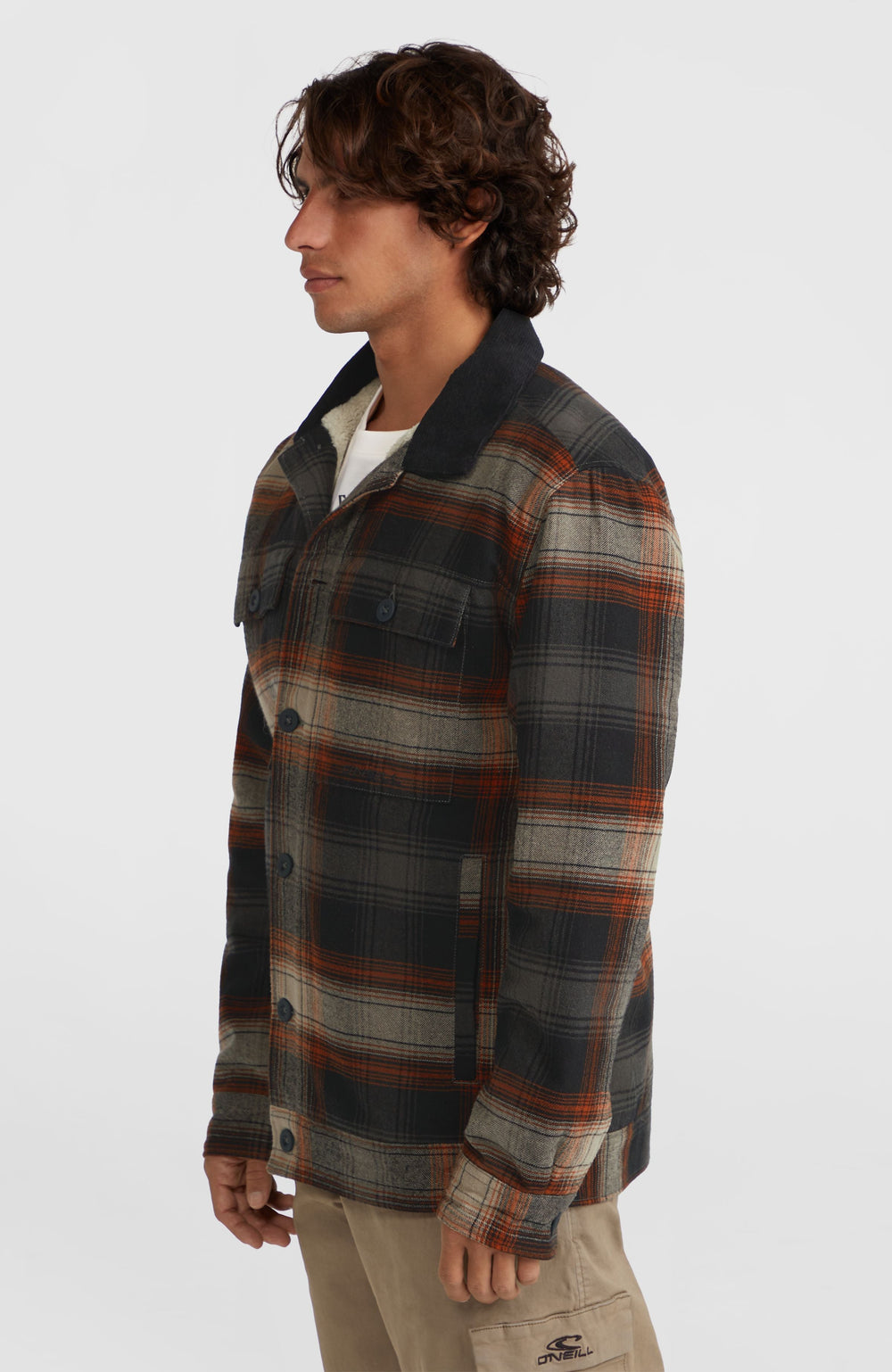 Fleece-Lined Jacket Men - Grey Check Small