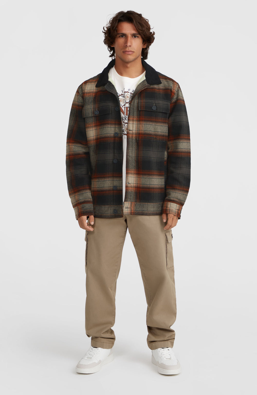Fleece-Lined Jacket Men - Grey Check Small