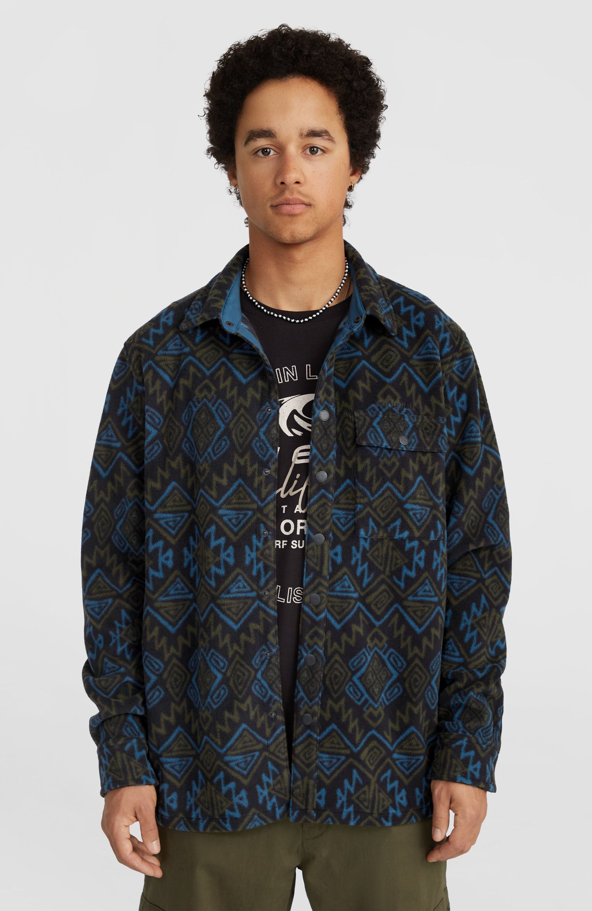 Superfleece Shirt Men - Black Retro Ikat