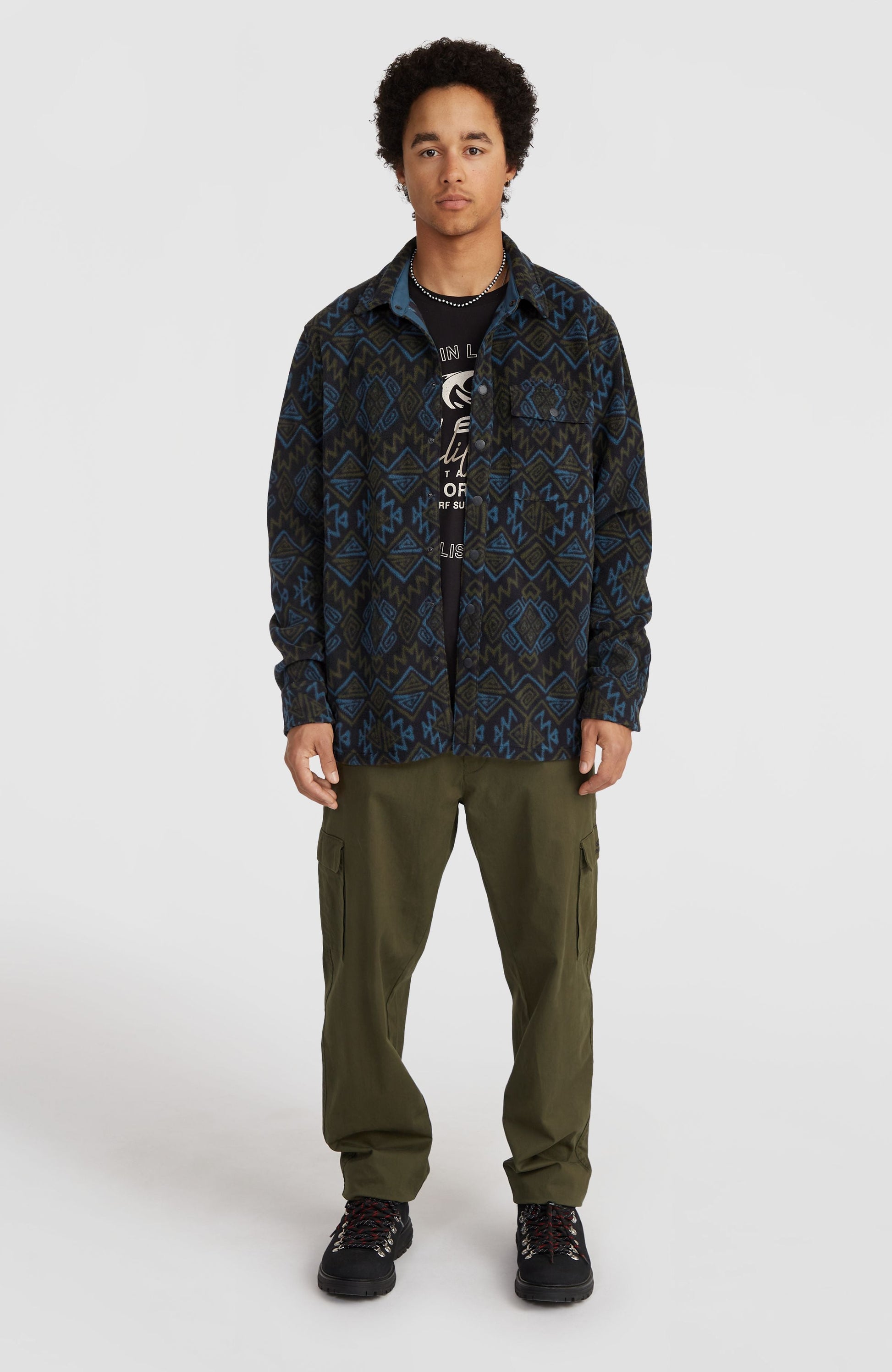 Superfleece Shirt Men - Black Retro Ikat