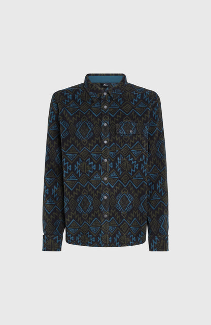 Superfleece Shirt Men - Black Retro Ikat